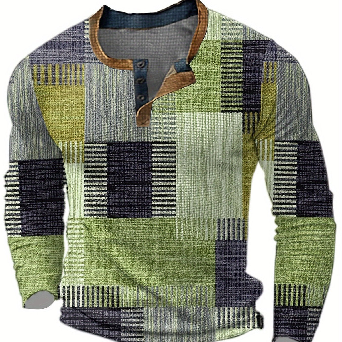 Men's Retro Check Pattern Jumper for Weekends and Evenings - Matcha