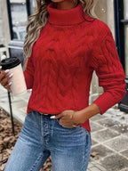 Women's Lightly Shaped Twisted Cable Roll Neck Jumper