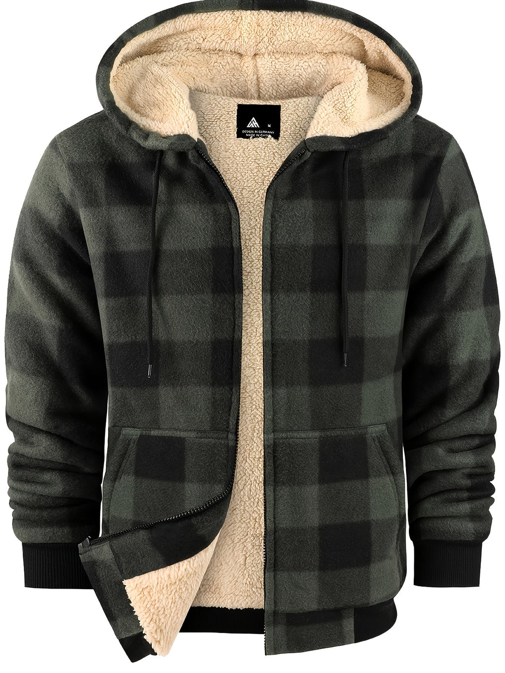 Men's Easy-Fit Hooded Jacket with Plush Lining and Front Pockets