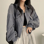 Women's Relaxed Pointed-Collar Corduroy Overshirt