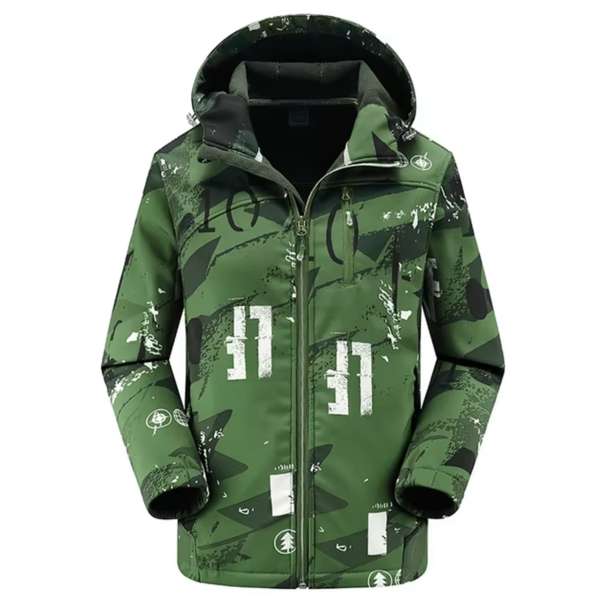 Women's Bold-Print Thermal Softshell Jacket for Hill Walks - Army Green