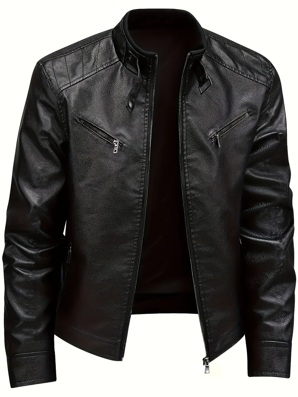 Men's Timeless Zip-Pocket Biker Jacket for Cool Days