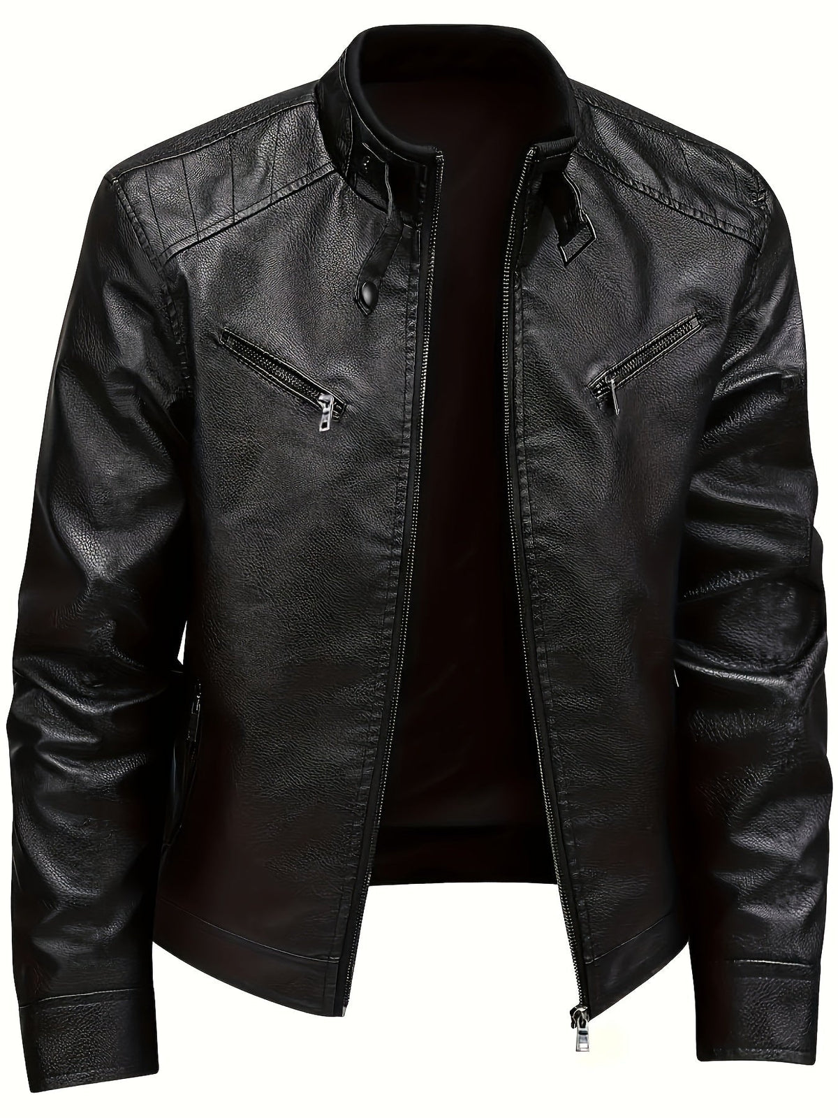 Men's Timeless Zip-Pocket Biker Jacket for Cool Days