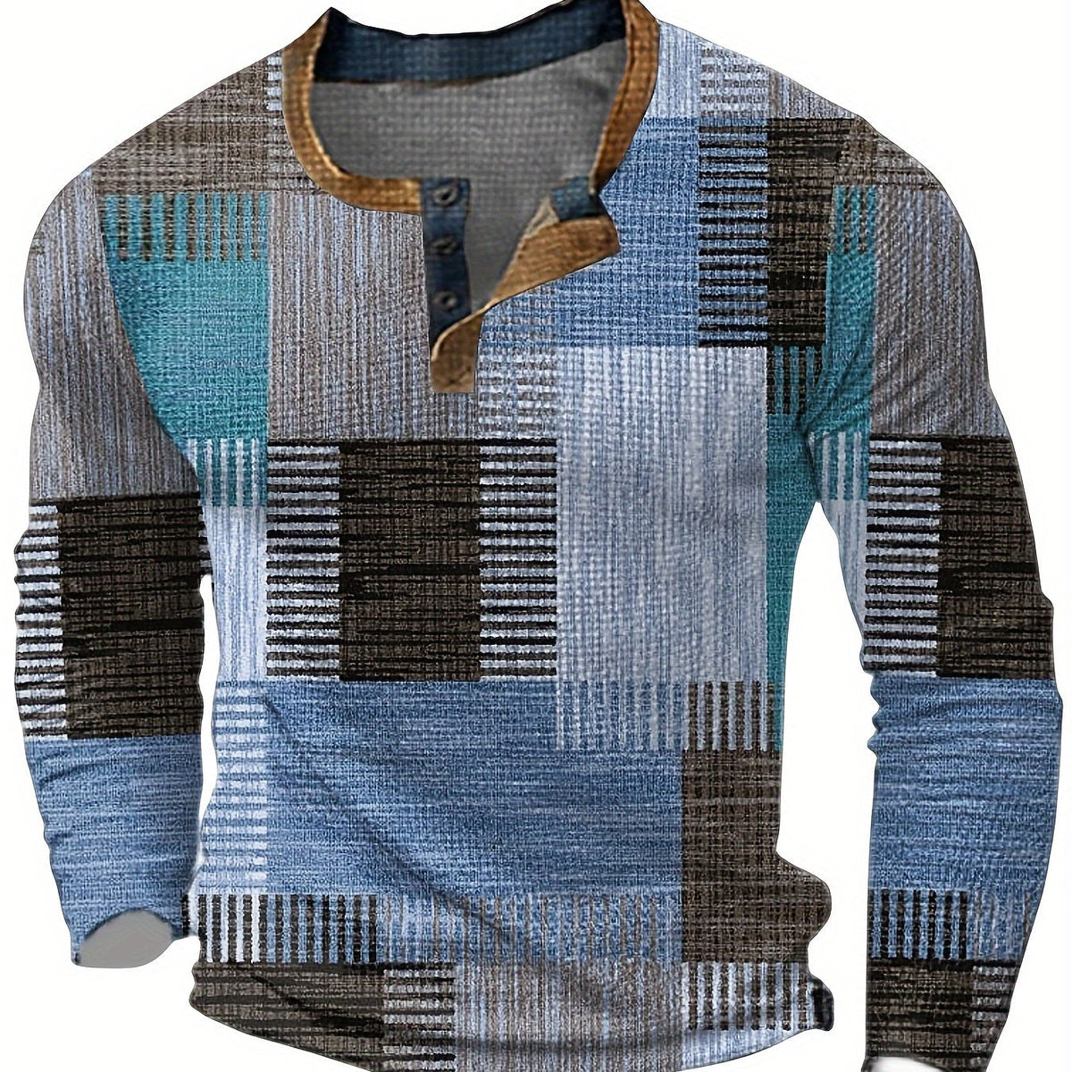 Men's Retro Check Pattern Jumper for Weekends and Evenings - Bright Blue