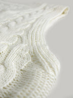 Women's Sleeveless Cable Knit Layering Slipover with V-Neck