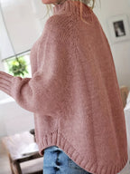 Women's Funnel Neck Thick-Knit Jumper with Cable Stitching