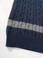 Men's Contrast-Panel Cable Knit Jumper