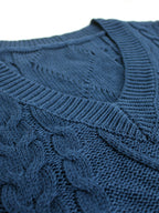 Women's Sleeveless Cable Knit Layering Slipover with V-Neck