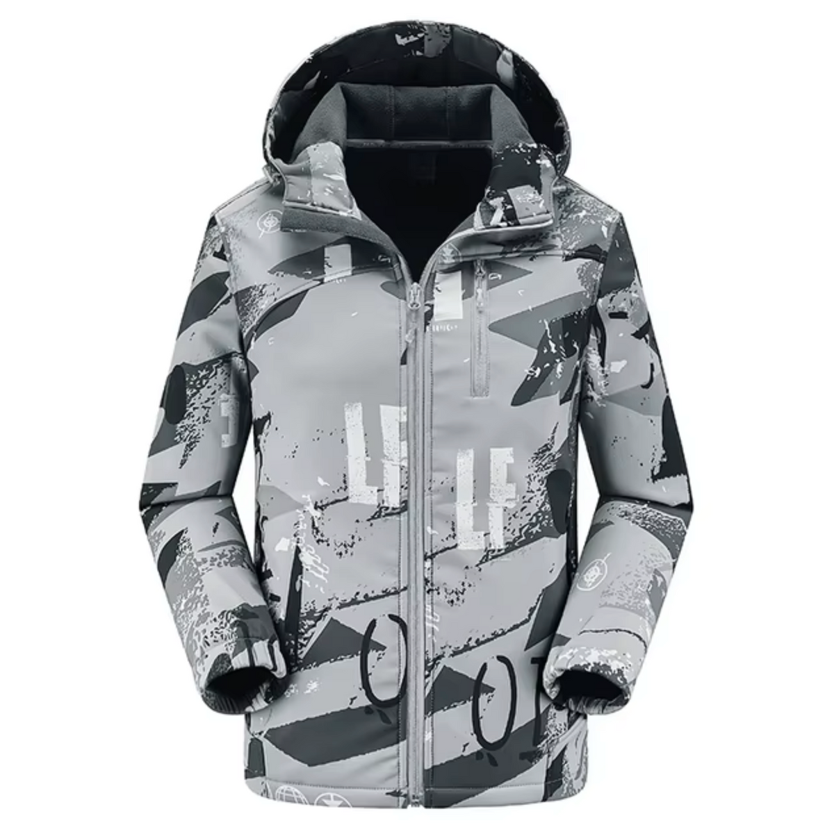 Women's Bold-Print Thermal Softshell Jacket for Hill Walks - Grey