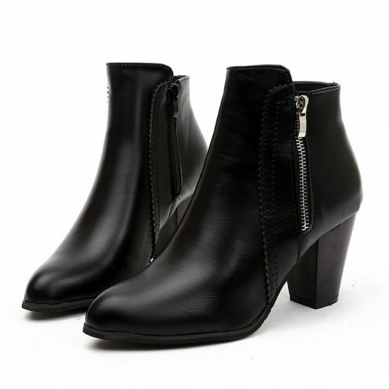Women's Polished Zip-Up Ankle Boots for Work and Evenings