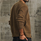 Men's Roomy-Pocket Thick Knit Cotton Cardigan in a Loose Cut