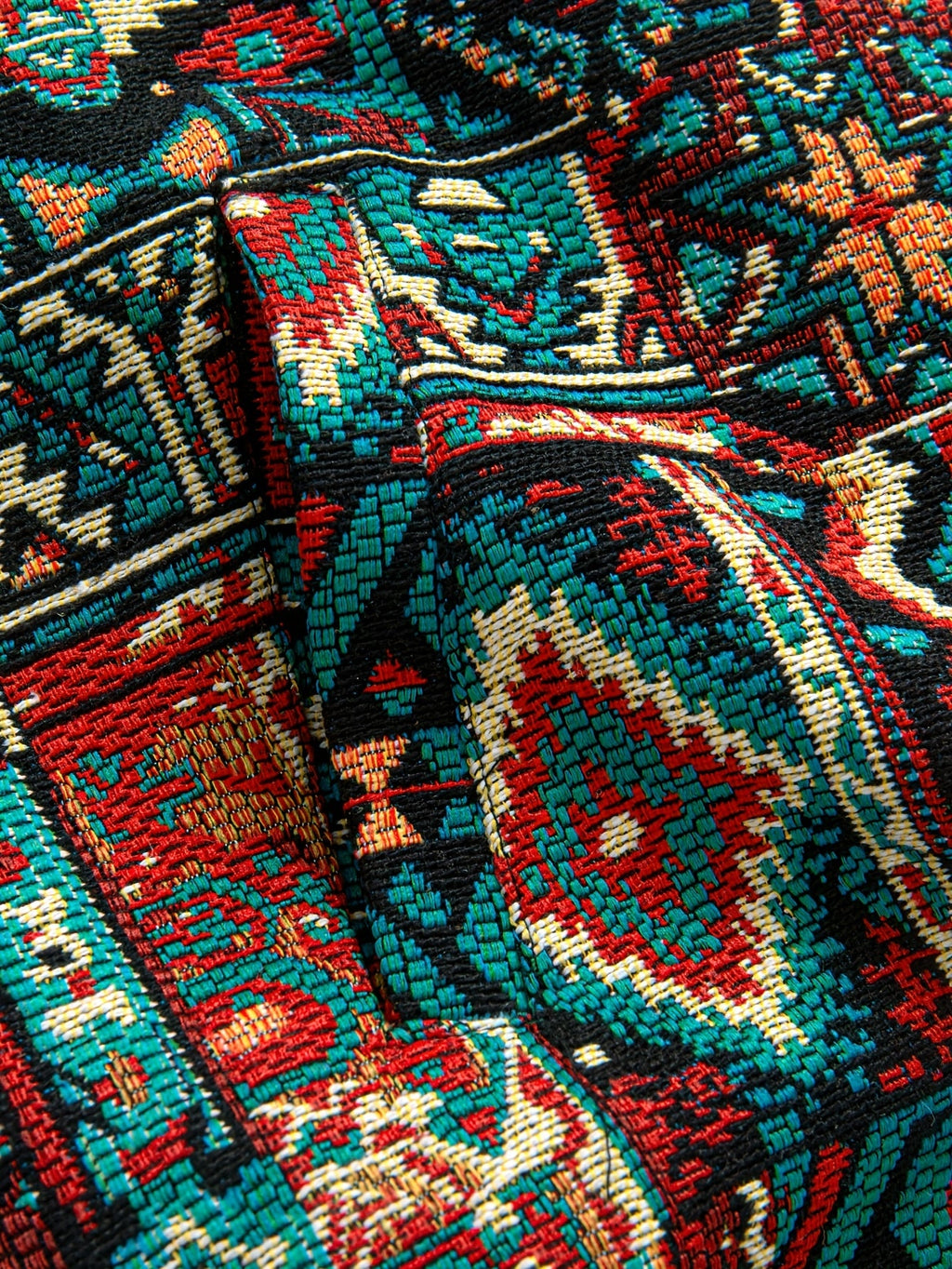 Men's Intricate Woven-Pattern Jacket with Front Pockets
