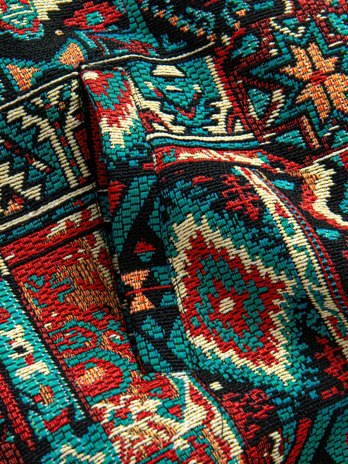 Men's Intricate Woven-Pattern Jacket with Front Pockets