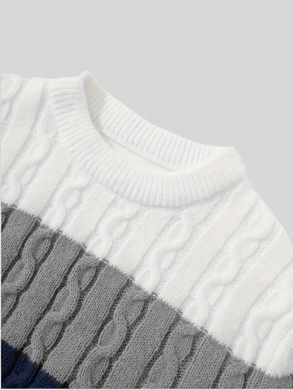 Men's Contrast-Panel Cable Knit Jumper