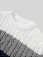 Men's Contrast-Panel Cable Knit Jumper
