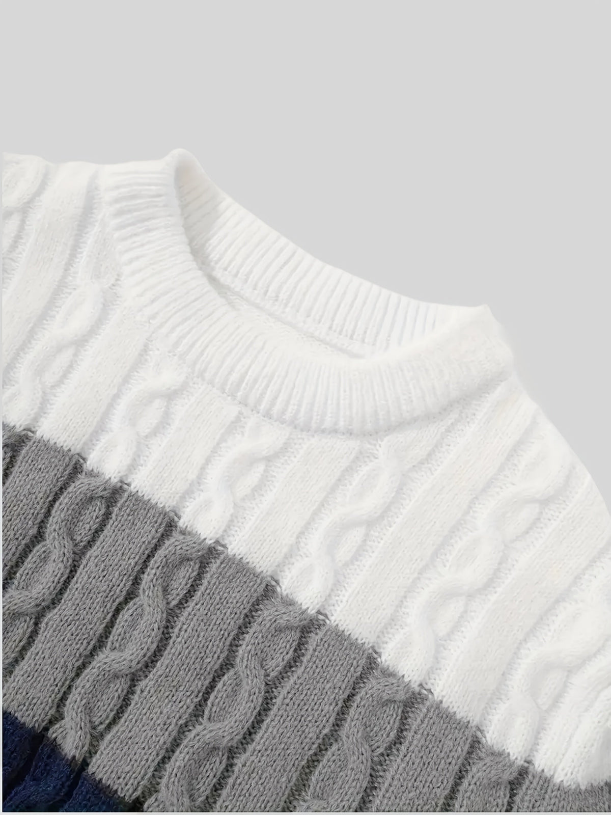 Men's Contrast-Panel Cable Knit Jumper