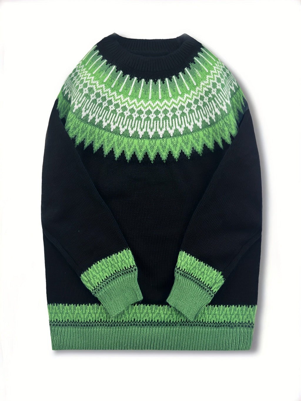 Women's Warm Jacquard Chunky Knit Jumper with Crew Neck