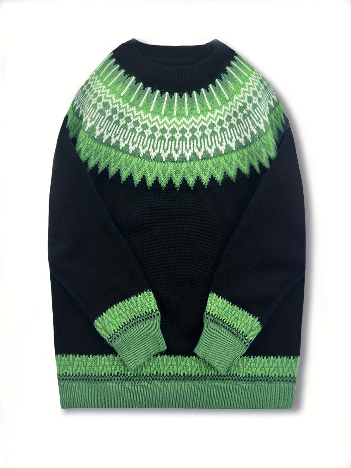 Women's Warm Jacquard Chunky Knit Jumper with Crew Neck