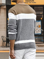Men's Contrast-Panel Cable Knit Jumper
