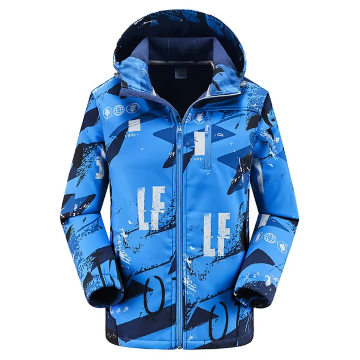 Women's Bold-Print Thermal Softshell Jacket for Hill Walks - Blue