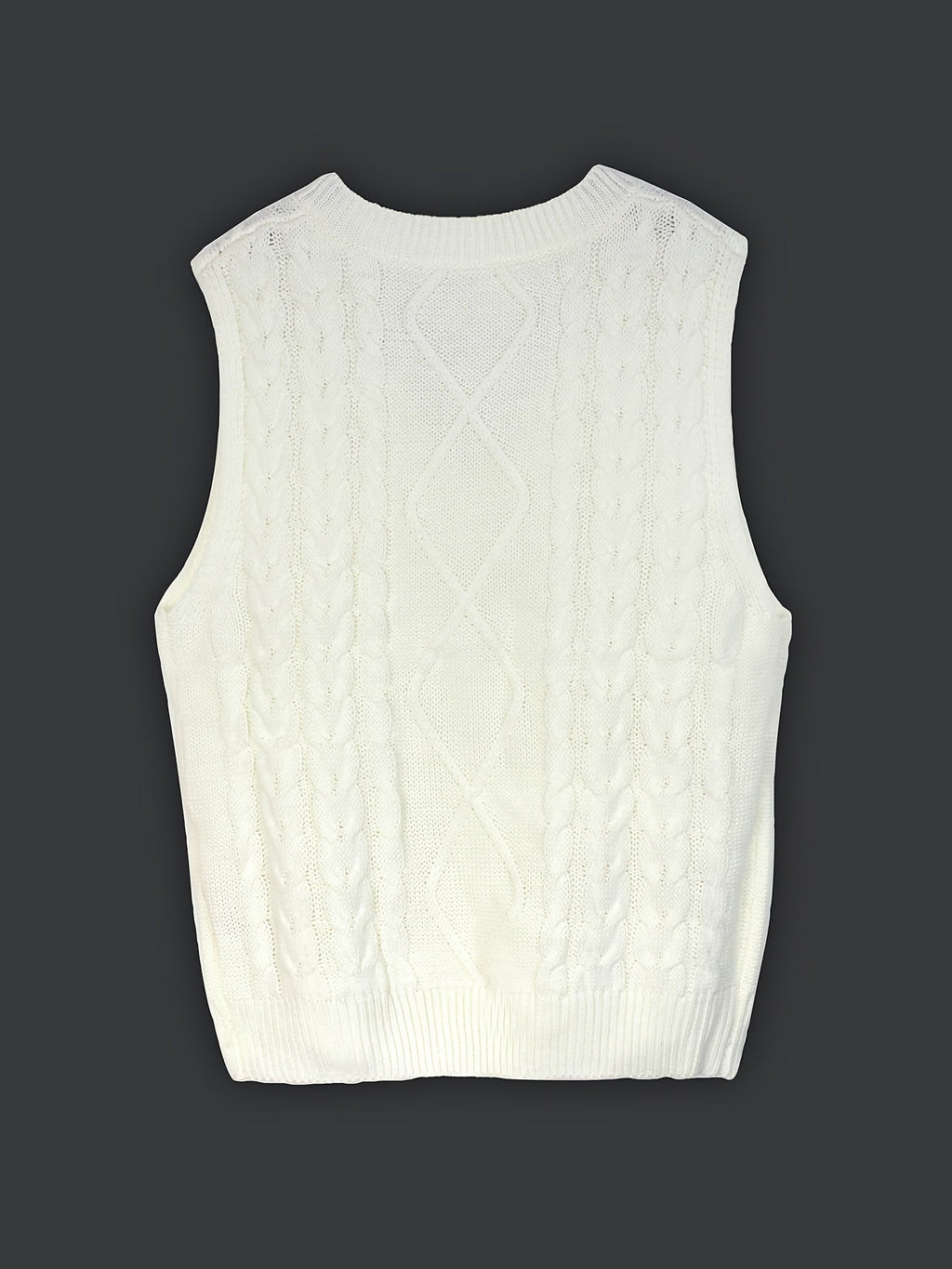 Women's Sleeveless Cable Knit Layering Slipover with V-Neck