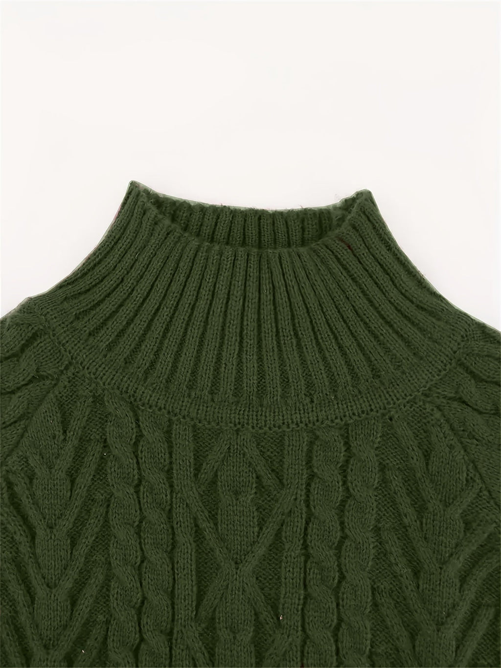 Women's Cable-Knit Mock Neck Jumper for Spring and Autumn