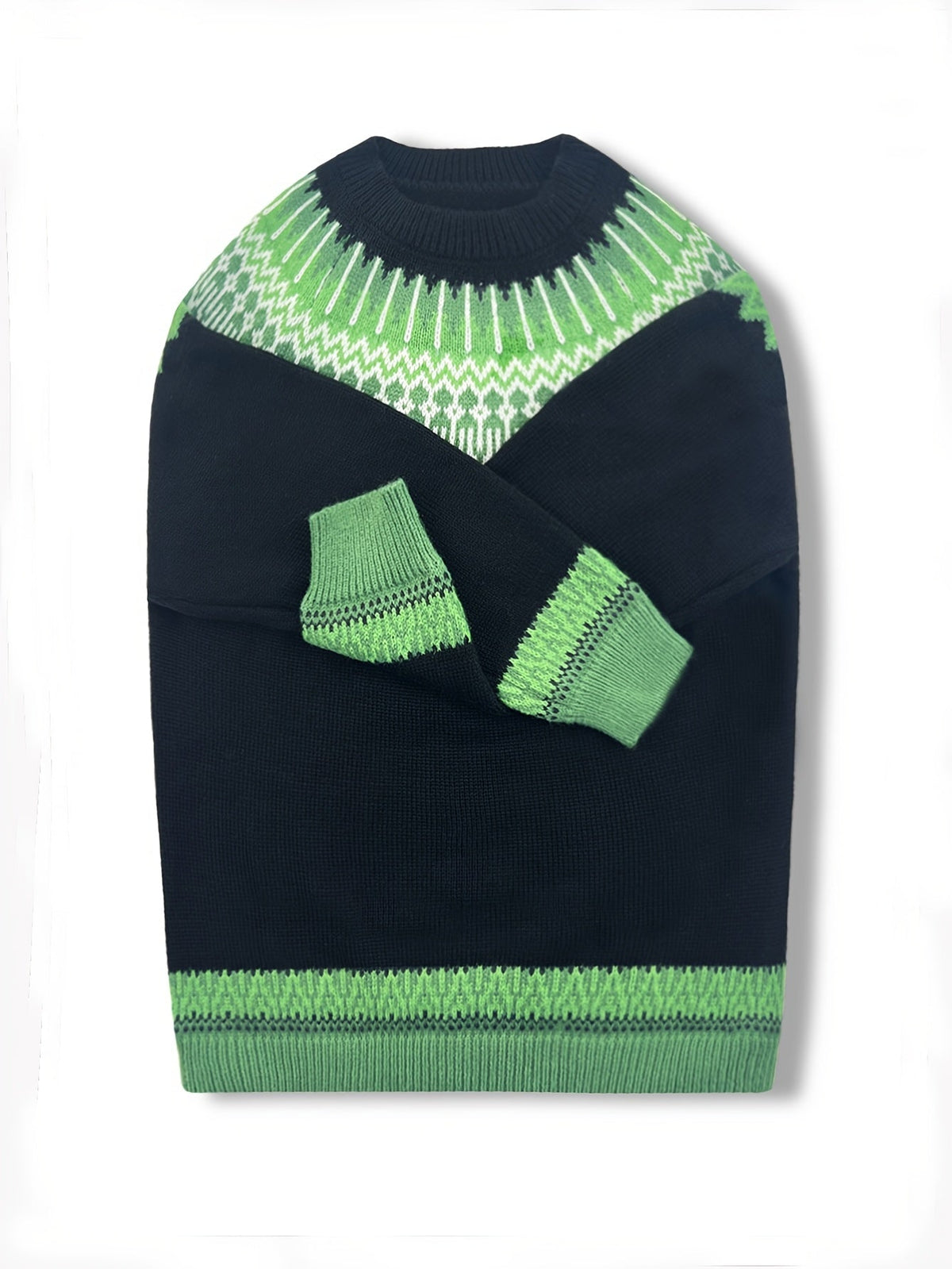Women's Warm Jacquard Chunky Knit Jumper with Crew Neck