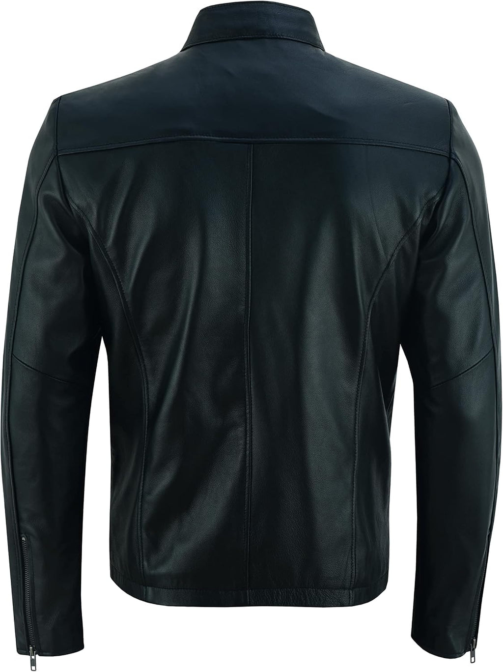 Men's Waist-Length Soft Lambskin Racer Jacket with Zipped Pockets