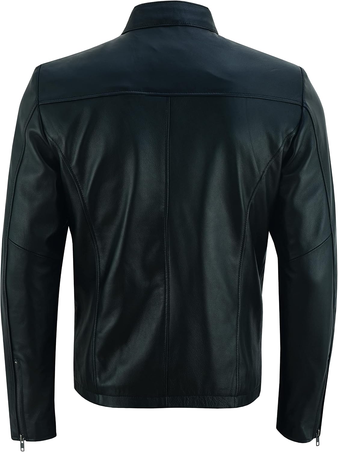 Men's Waist-Length Soft Lambskin Racer Jacket with Zipped Pockets