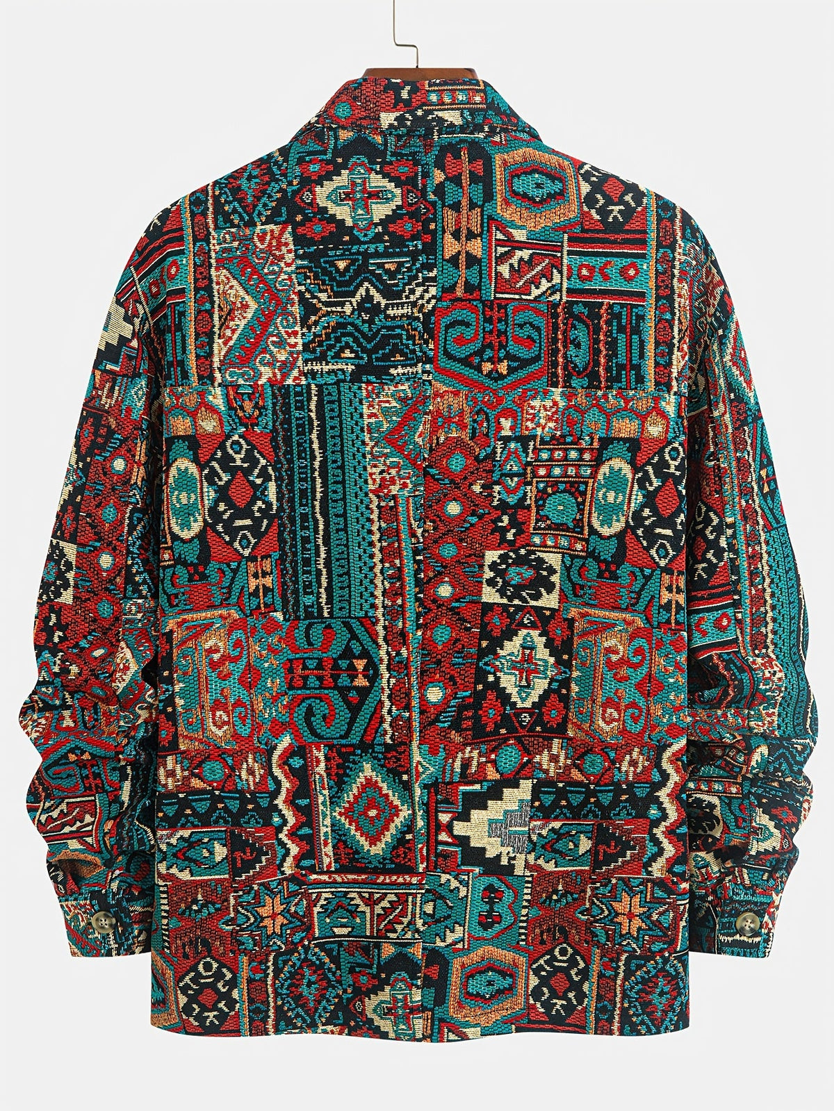Men's Intricate Woven-Pattern Jacket with Front Pockets