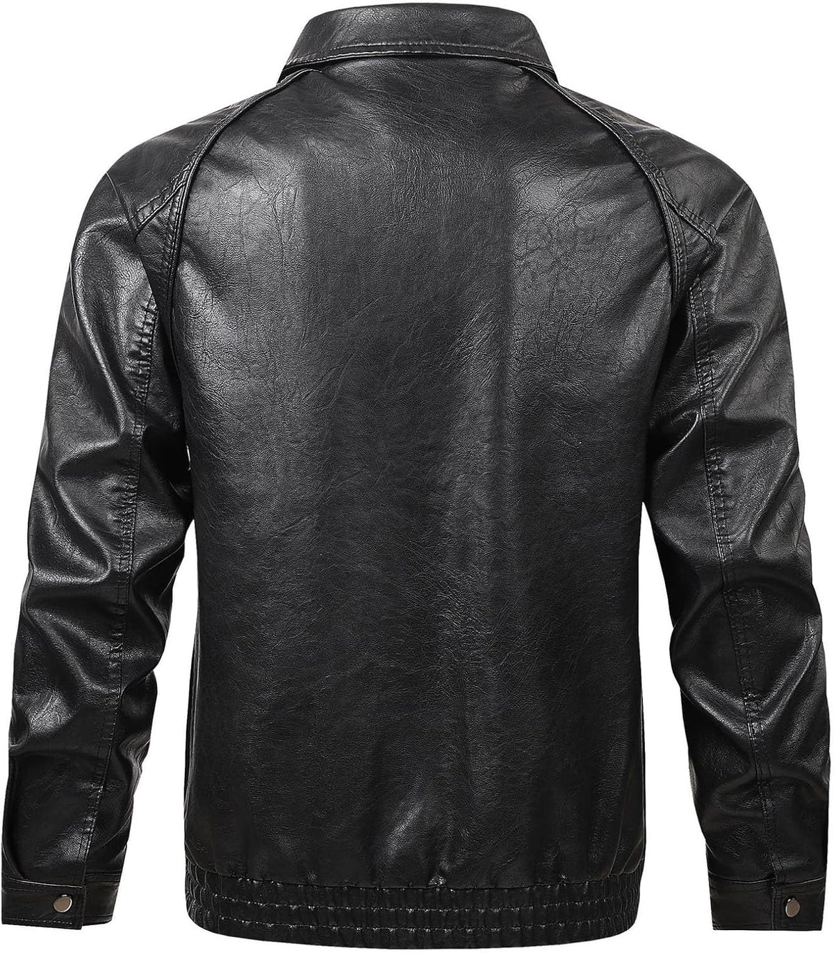 Men's Pointed-Collar Slim Jacket in a Smooth Leather-Look Finish