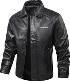 Men's Pointed-Collar Slim Jacket in a Smooth Leather-Look Finish