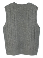 Women's Sleeveless Cable Knit Layering Slipover with V-Neck