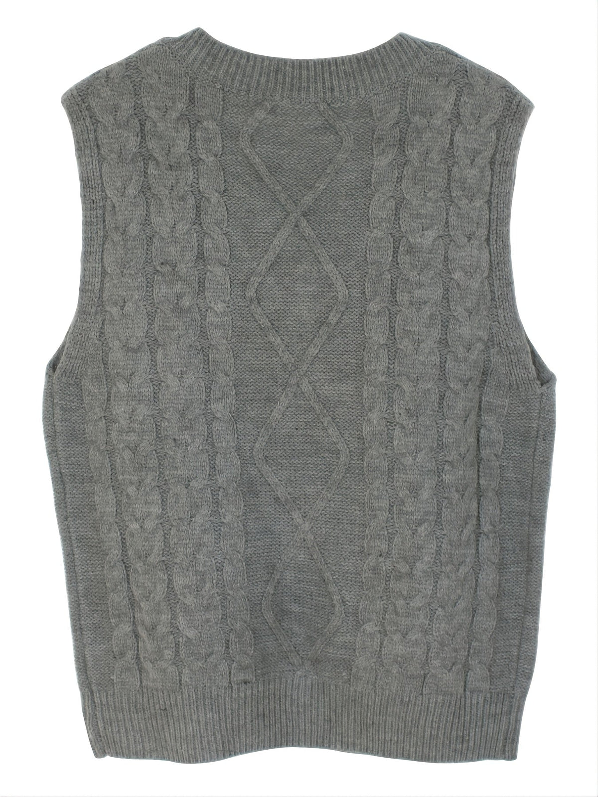 Women's Sleeveless Cable Knit Layering Slipover with V-Neck