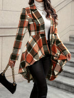 Women's Open-Front Checked Swing Jacket
