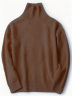 Women's Relaxed High Neck Jumper with Diamond Knit Pattern