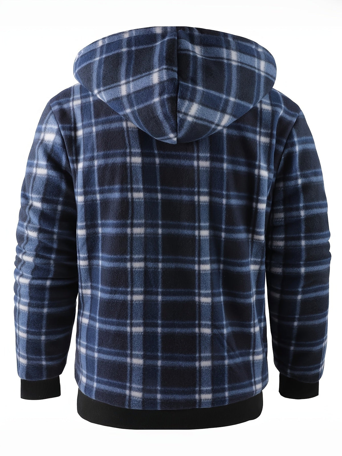 Men's Easy-Fit Hooded Jacket with Plush Lining and Front Pockets