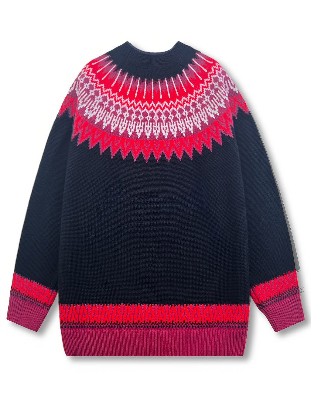 Women's Warm Jacquard Chunky Knit Jumper with Crew Neck