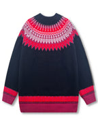 Women's Warm Jacquard Chunky Knit Jumper with Crew Neck