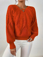 Women's Everyday Raglan Cable-Knit Jumper with Round Neckline