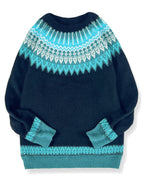 Women's Warm Jacquard Chunky Knit Jumper with Crew Neck