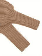 Women's Cable-Knit Mock Neck Jumper for Spring and Autumn