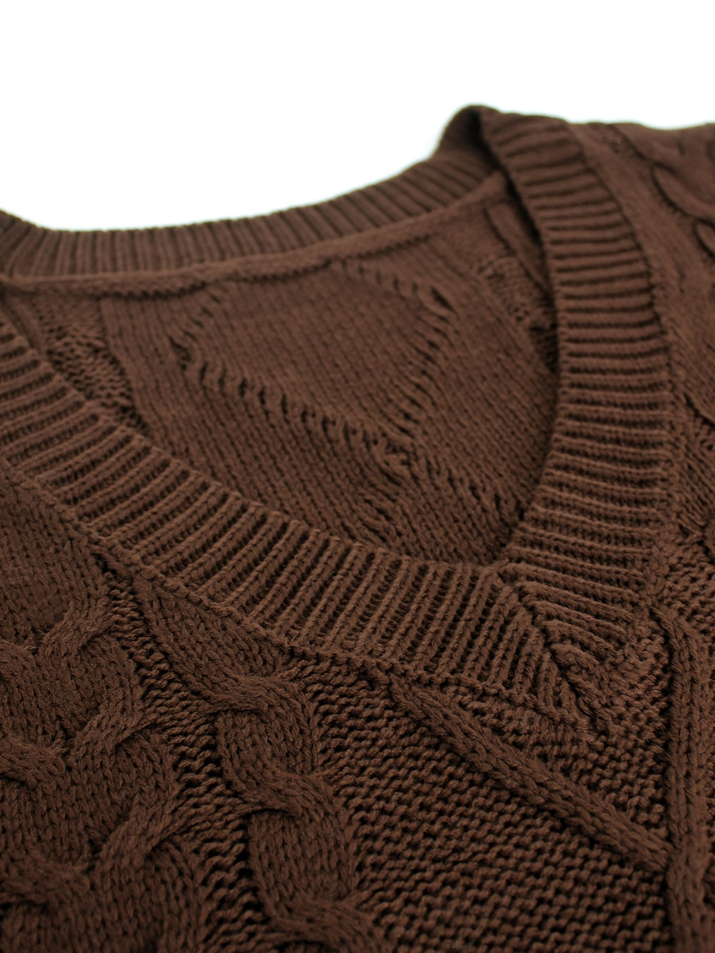 Women's Sleeveless Cable Knit Layering Slipover with V-Neck