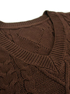 Women's Sleeveless Cable Knit Layering Slipover with V-Neck