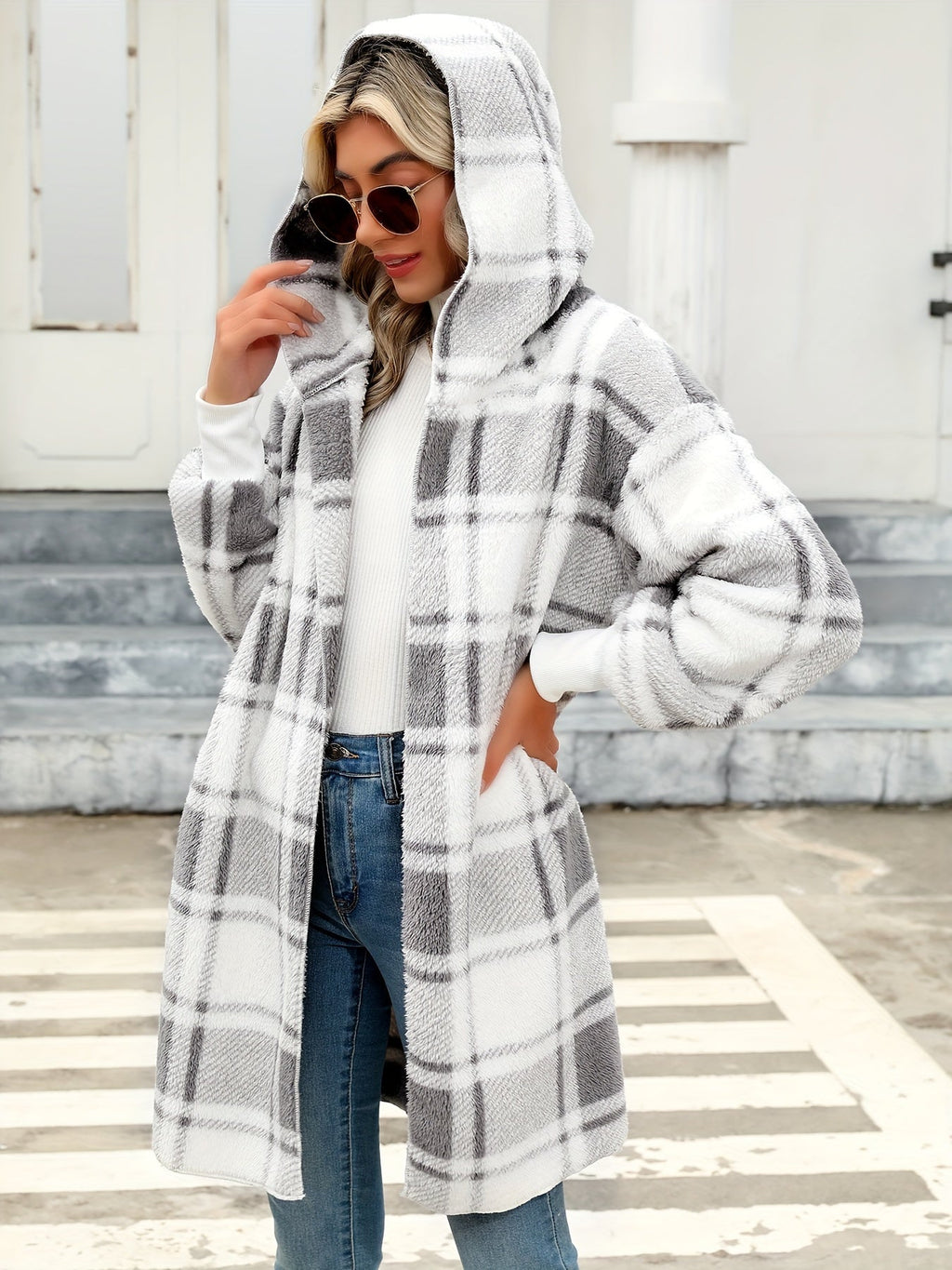 Women's Timeless Check Draped Cardigan for Cosy Evenings In