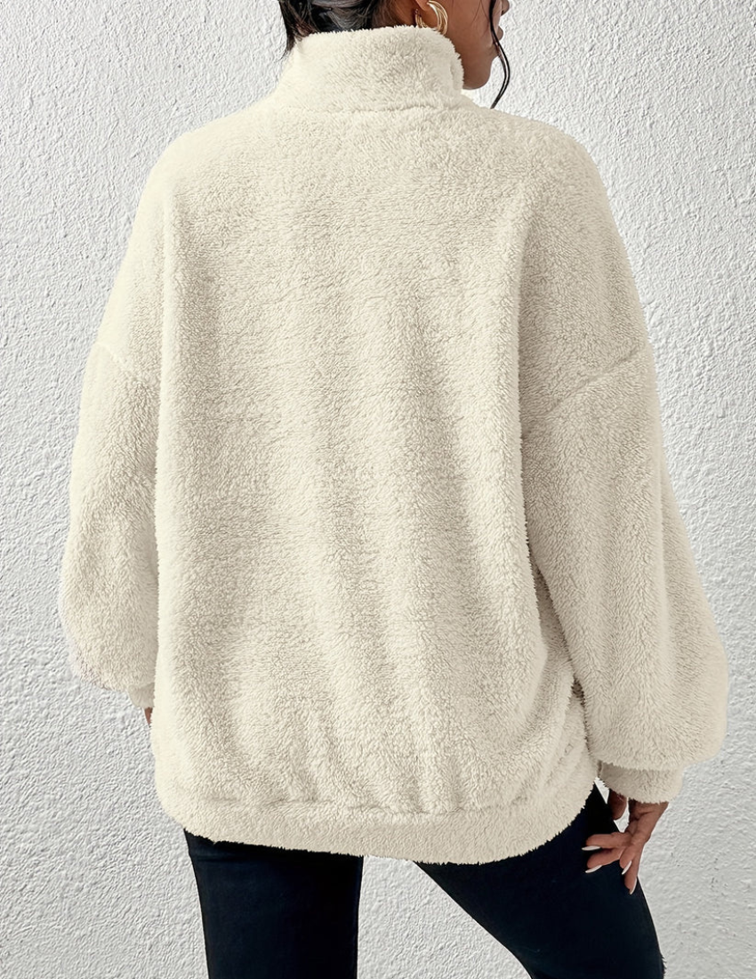 Women's High-Collar Half-Zip Plush Fleece Jumper
