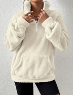Women's High-Collar Half-Zip Plush Fleece Jumper