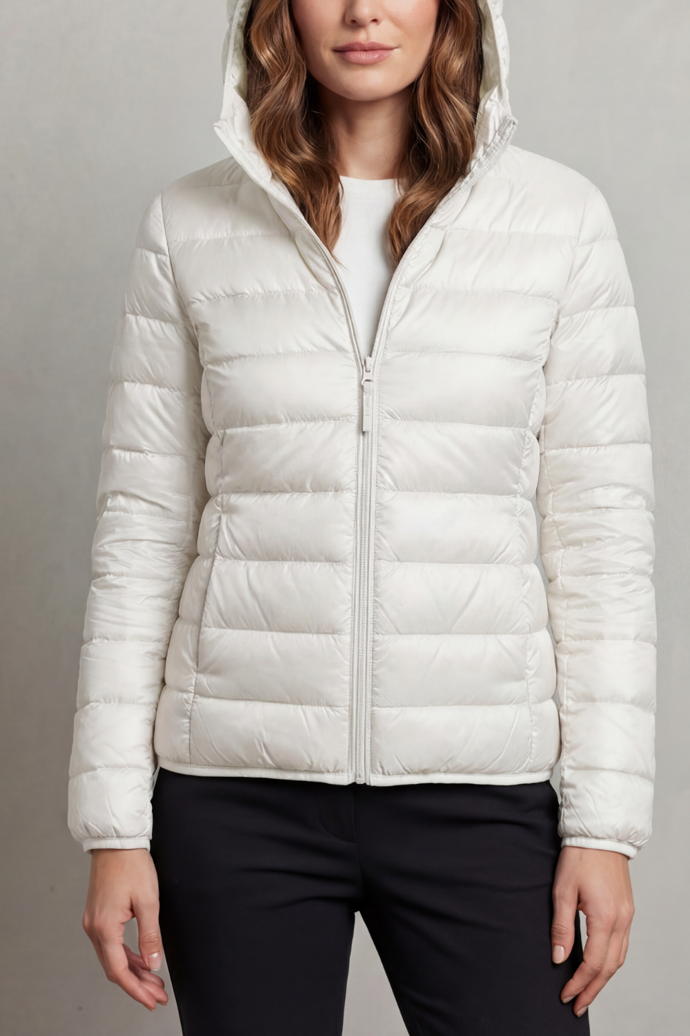 Women's Foldaway Ultralight Hooded Puffer for City Breaks - White
