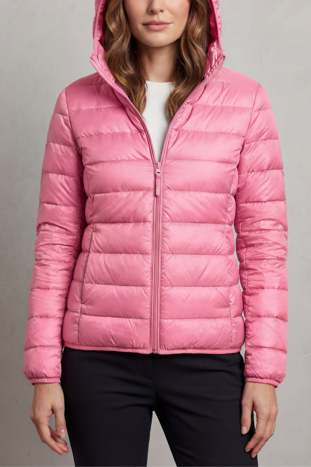 Women's Foldaway Ultralight Hooded Puffer for City Breaks - Light Green
