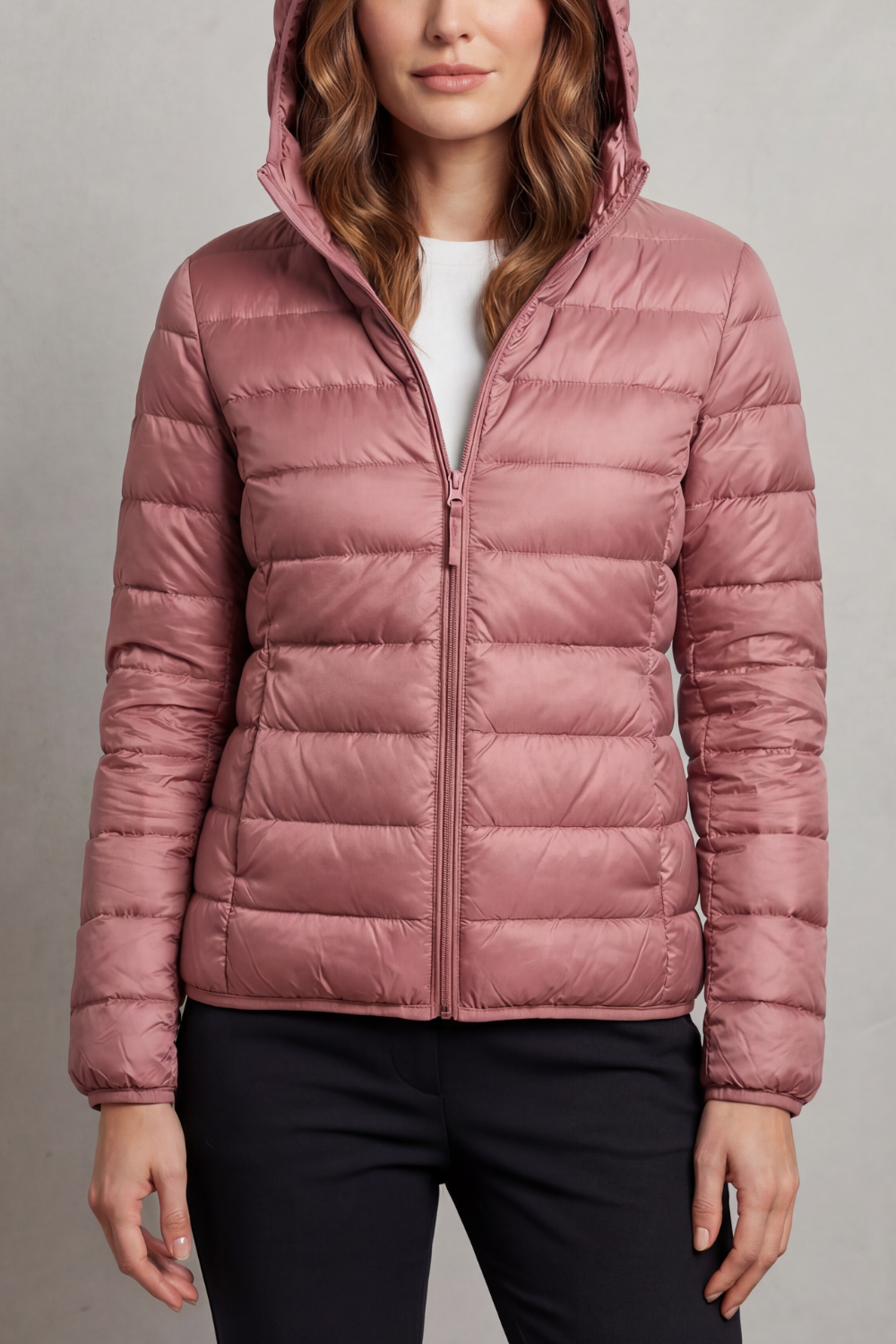 Women's Foldaway Ultralight Hooded Puffer for City Breaks - Rose